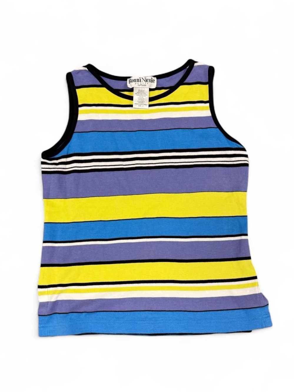Ronni Nicole Striped Tank Top - Yellow, Blue & Purple